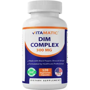 Vitamatic DIM Supplement Complex 300mg for Women & Men 120 Veg Capsules with Black Pepper Broccoli & Kale Made in USA Optimum Health