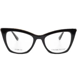 Dream Fever K1028 Black Cat Eye Acetate Designer Italy Eyeglasses -Wo