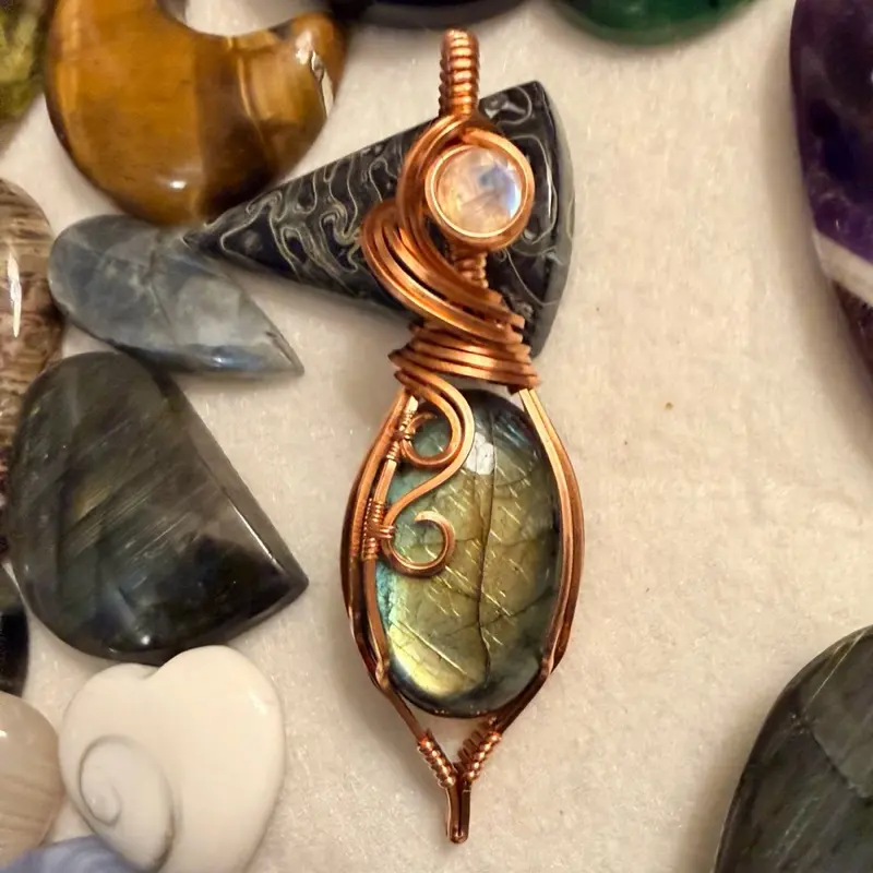 Labradorite and  Moonstone Pendantt