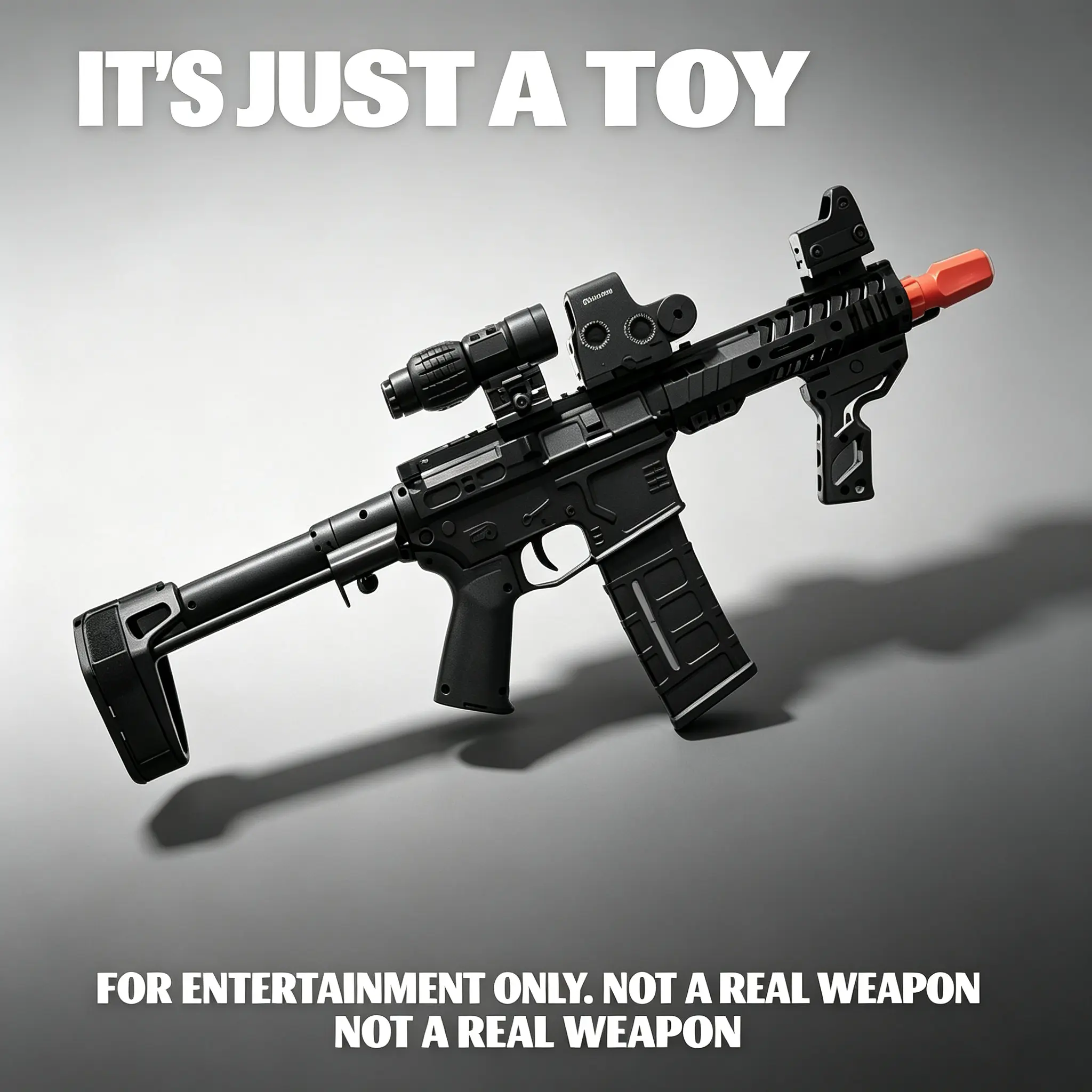 68.5cm Electric Soft Dart Toy Blaster, Non-Removable Blaze Orange Muzzle, Motorized Pretend Play Shooting Toy with Magazine, Outdoor Backyard Fun, Cool Collectible Birthday Holiday Gift for Teen Boys Ages 14+