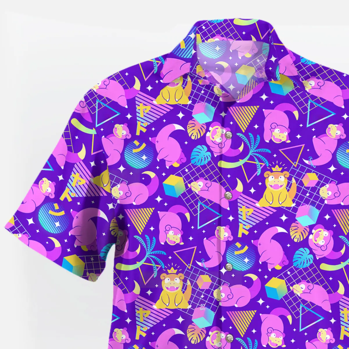 Purple Slowpoke Vaporwave Hawaiian Shirt – Tropical Anime Summer Shirt, Anime Hawaiian Shirt for Fans #alohashirt #hawaiianshirt #tropicalvibes #summeroutfit #beachwear #viraloutfit