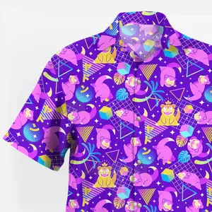 Purple Slowpoke Vaporwave Hawaiian Shirt – Tropical Anime Summer Shirt, Anime Hawaiian Shirt for Fans #alohashirt #hawaiianshirt #tropicalvibes #summeroutfit #beachwear #viraloutfit