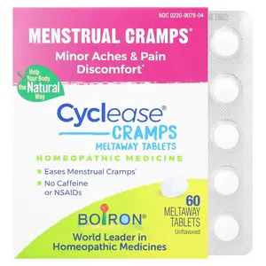 Boiron Cyclease Cramps, Meltaway Tablets, Unflavored, 60 Meltaway Tablets