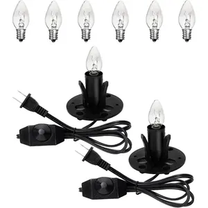Salt Lamp Cord Replacement with Dimmer Switch (2-Pack) and E12 Halogen Salt Lamp Bulbs (6-Pack)