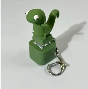 Funny Cute Lizard Meme Keychain, Interactive Rechargeable Lizard Button Toy, Portable Pendant With Built In Rechargeable Light, Playful Mini Ornament Suitable for Daily Carrying, Bag Decoration And Leisure Play for Kids And Adults