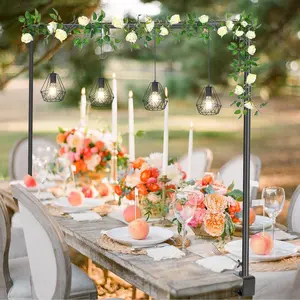 Over The Table Rod Stand with Clamps Adjustable 46"-100'' Length 29"-55" Height Table Balloon Arch Stand with Storage Bag Metal Decorating Rod for Table Hanging