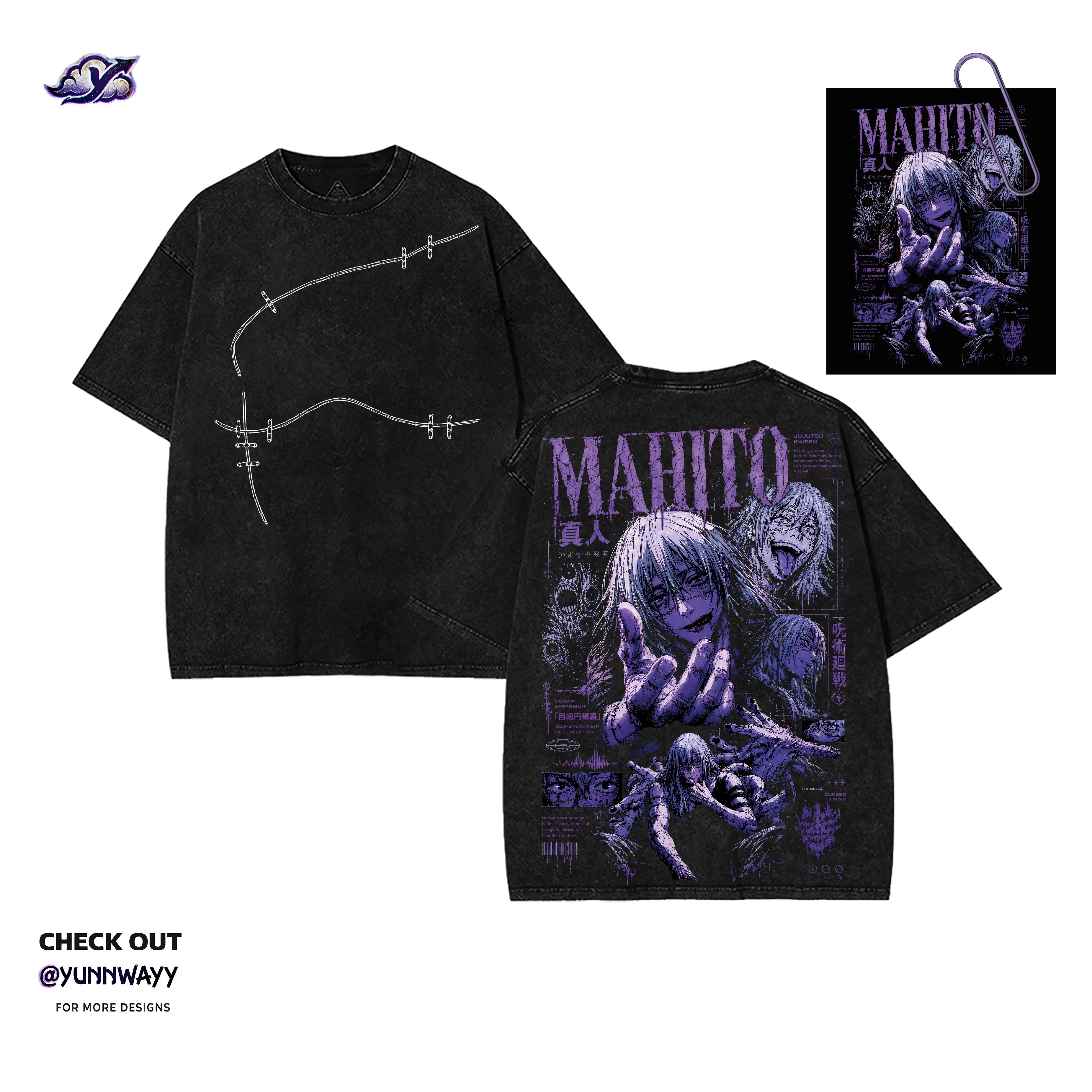 Vintage Mahito JJK Anime Unique Graphic Design, Retro Dark Y2K Aesthetic Streetwear, Casual Fabric Apparel for Anime Manga Fans