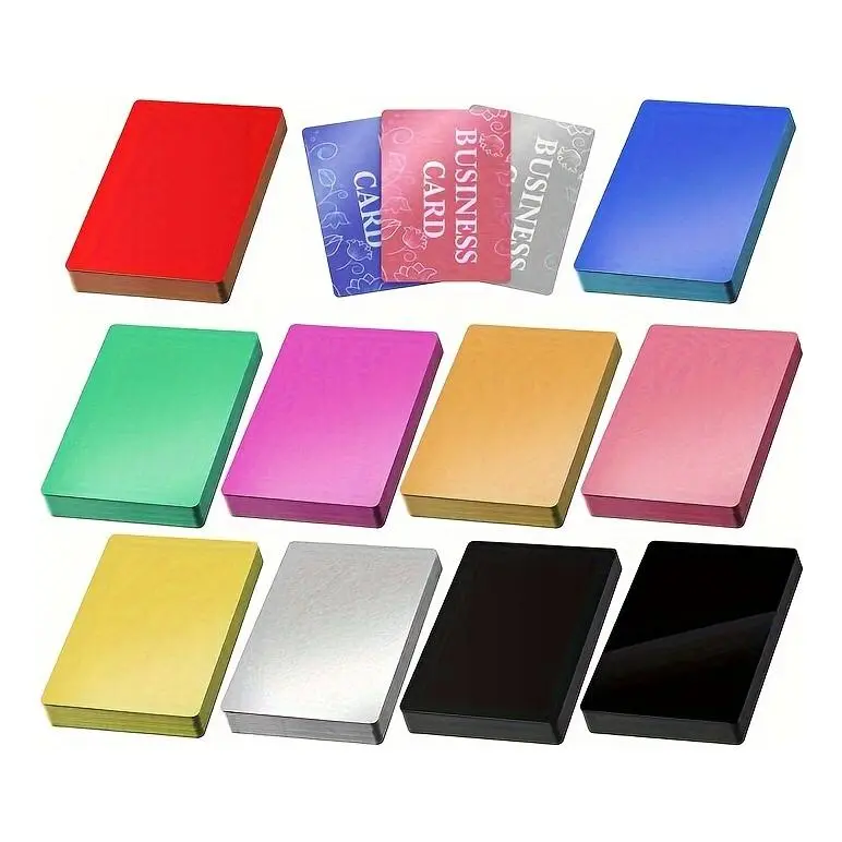 100sheets Metal Business Card Blanks Colorful Metal Business Cards for Customize Name Card Reliable and Sturdy Multipurpose Aluminum Blanks DIY Cards (3.38'' x 2.12'' x 0.01''),back to school,back to school shopping