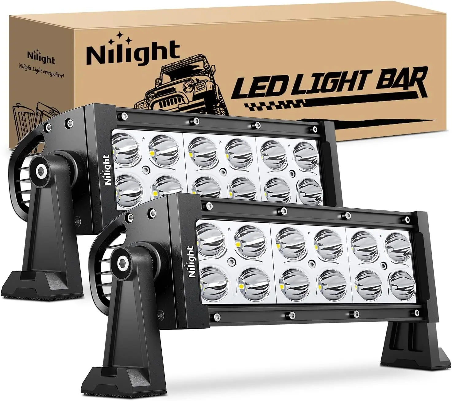 Nilight 7.5in 36W Spot Beam LED Light Bars - 2 Pcs Aluminum Alloy Auxiliary Dustproof Car Lights for Trucks, SUVs, Automotive Accessories, Auxiliary Lights
