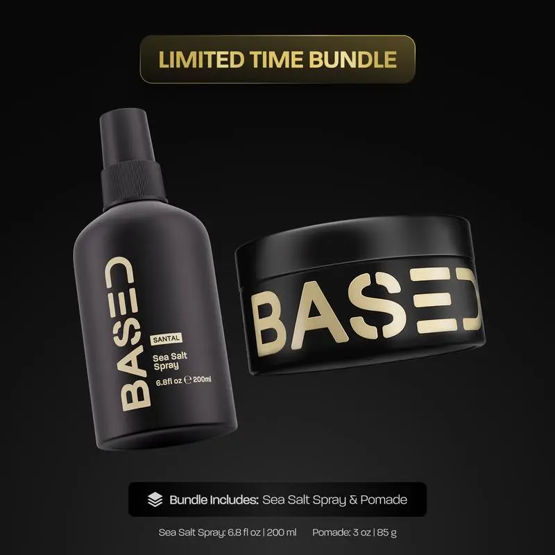 BASED Wave & Style Duo | Sea Salt Spray + Pomade | Beachy Texture & Medium Hold | Science-Backed, High Performance