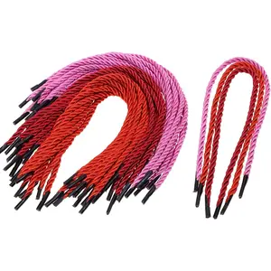 60pcs Solid Braided Twisted Handle Rope with Plastic Ends for Bag Box,13inch 3 Satins Xmas Shiny Reusable Decorative Replacement Carrying Portable Thread Cord Trim String (Mixed Color)