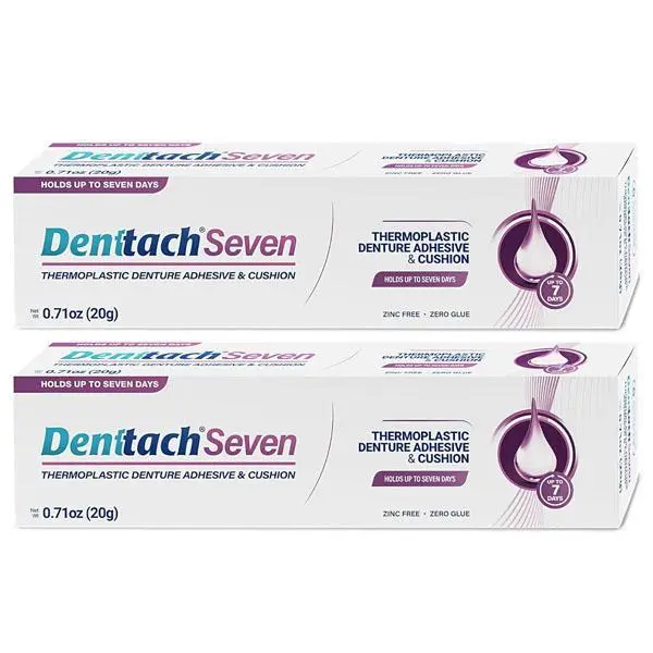 Denture Adhesive, Thermoplastic Denture Adhesive, Up to 7 Days Comfortable, Secure Denture Grip, Cushion and Soft Reliner, Waterproof, Non Glue, Zinc Free, Denture Reliner (Pack of 2)