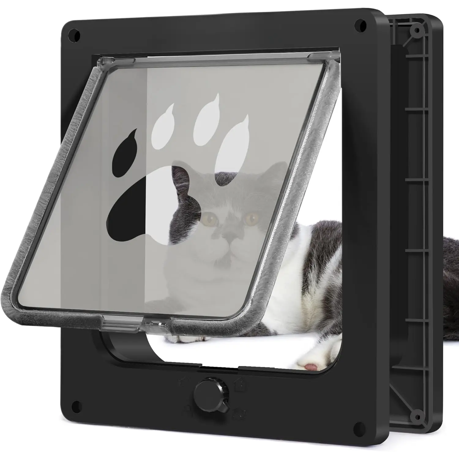 X-Large  Door,   Door for Interior Exterior Doors, 4 Way Locking Pet Door for Cats Up to 25lbs,  Flap for Kitten Doggies, Easy Installation, Weatherproof (Black,XL)