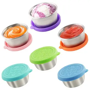 6x1.6 Oz Salad Dressing Containers With Lids, Small Leakproof Reusable Stainless Steel Salad Dressing Container To Go For Lunch Boxes,Sauce containers, Picnics,Travel Meal Prep And Kitchen Storage.