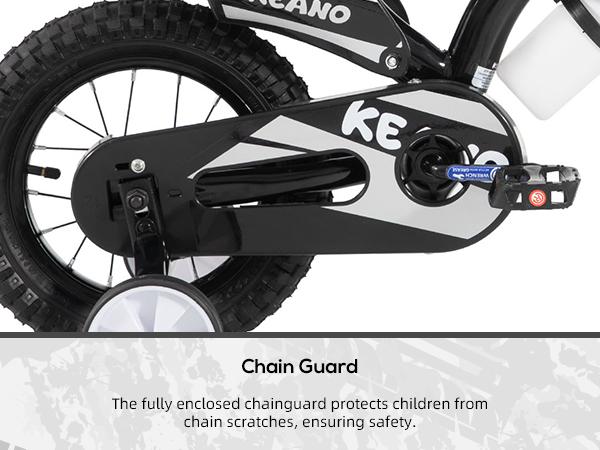 KEANO Motocross Style Kids Bike for Boys Girls Ages 3-7 Years, 12 & 16 Inch Bikes with Training Wheels and Number Plate, Children Bicycles