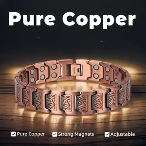 Bestseller of Copper Bracelet for Men 100% Pure Copper Magnetic Link Bracelets Jewelry Gift with Adjustable Sizing Tool