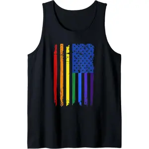 Pride Rainbow American Flag Gay Pride Month Tank Top