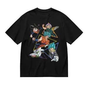 Dragon Ball Z Anime Characters Group Shot Mens Black Graphic Tee Shirt for Fans of the Series Menswear Top