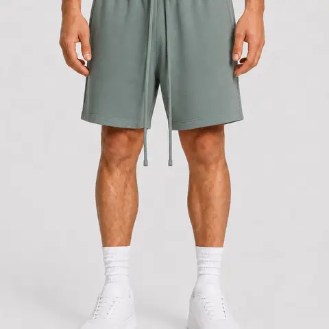 Men's Unisex Heavy Soft Fleece Above-the-Knee Loose-Fitting Elastic Waist Casual Streetwear Loungewear Bottoms Basic Menswear Shorts
