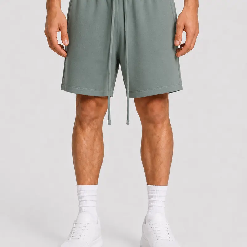 Men's Unisex Heavy Soft Fleece Above-the-Knee Loose-Fitting Elastic Waist Casual Streetwear Loungewear Bottoms Basic Menswear Shorts