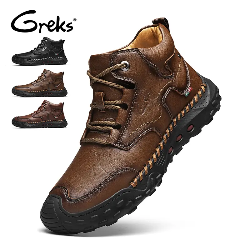GREKS Men's Casual Ankle Boots, High-Top Walking Shoes, Non-Slip Outdoor Fashion Boots for Men, Botas Casuales para Hombre