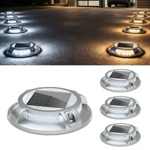Siedinlar Solar Driveway Deck Dock Lights, Waterproof 4 Modes 40 LEDs Heavy-Duty Aluminum Outdoor Ground Lights for Walkway, Pathway, Steps, Yard, Patio & Garden, White/Warm Dynamic Lighting (4 pack)