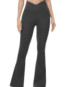 Women's Hip Lift Cross Waist Flare Yoga Leggings - Waist, Stretchy, Comfortable, Perfect for Yoga and Workout Fitness
