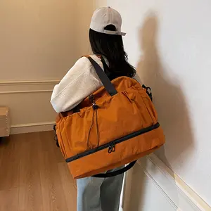 Outdoors Large Capacity Travel & Gym Duffel Bag - Durable Nylon Sporty Handheld Shoulder Bag with Zipper Closure, Multi-Color Options for Yoga, Business Trips, Fitness & Casual Outings, Minimalist Design | Sturdy Handles
