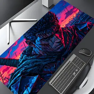 Berserk Guts Anime character Design Large Gaming Mouse Pad,Aesthetic Desktop Decoration Drotection Pad,Washable Rubber Pad Non-Slip Lock Edge Multi-Size Mouse Pad Suitable For Home Office,Good Gift for Family and Friends
