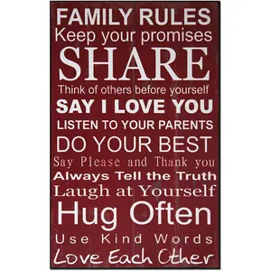 - Family Rules Wall Plaque (6.3" X 10" X 0.7") CHWP-29