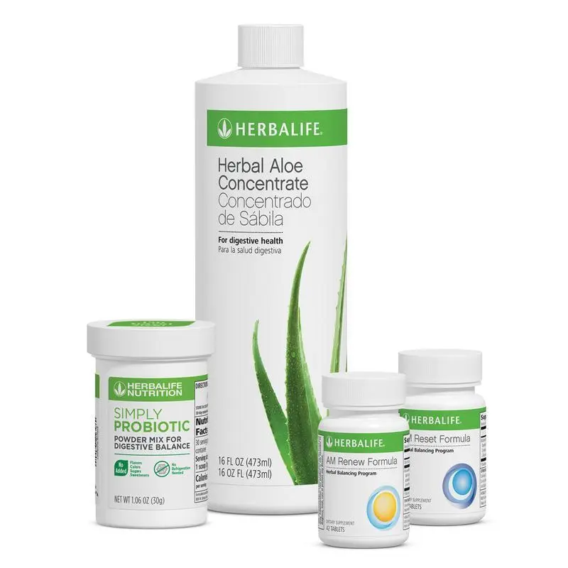 Herbalife Digestive Health Program Natural Flavor Set Herbal Aloe Concentrate Simply Probiotic 21 Day Balancing Program Daily Nutrition Digestive Support Gut Support Dietary Supplement Wellness Starter Kit Convenient Nutrition Bundle Natural Flavor