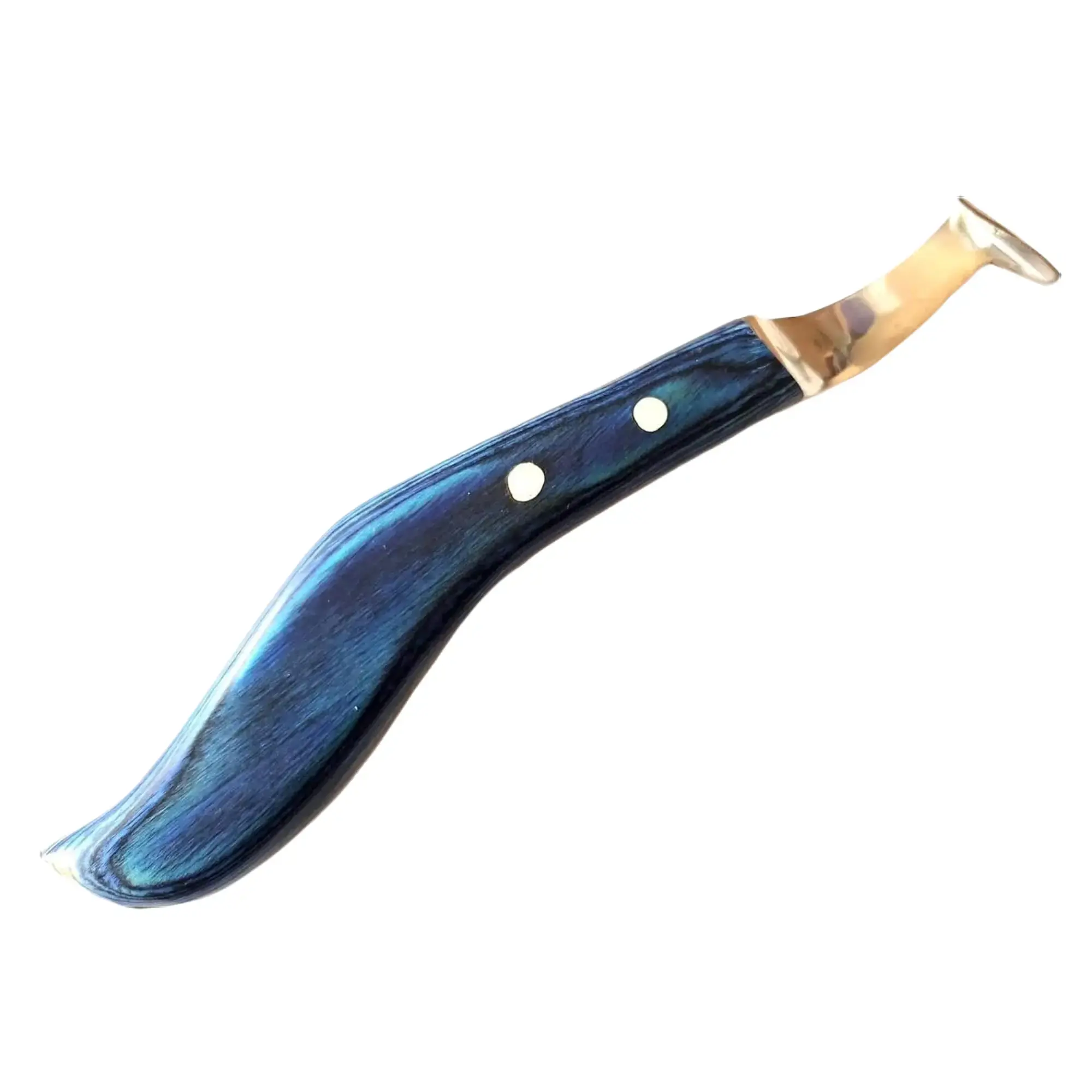 Super Sharp Hoof Knife - Hoof Knife with Wooden Handle, Horse Shoe Hoofing Made Easy with Hoof Trimming Knife with Special Blue Colored Wooden Handle