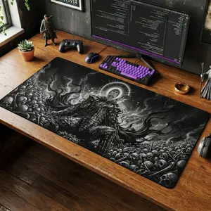 Guts Berserk Desk Mat, Dark Manga Art Mouse Pad, Black Swordsman Gaming Setup