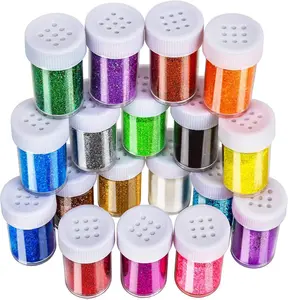 Glitter, 18 Pack Fine Glitter, Craft Glitter Powder Shake Jar, Multi Assorted Set Extra Fine Glitter for Resin Art Crafts Tumbler Scrapbook Jewelry Making, Body Face Hair Glitter, 15g/ Bottle,