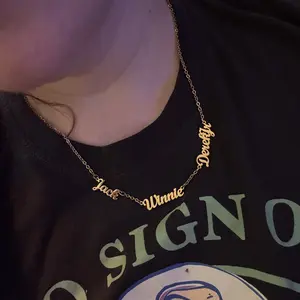 AS025 For Mother's Day Multiple Names Custom Cut Necklace Personalized Gift Stainless Steel Letter Necklace  Anniversary Valentine's Day