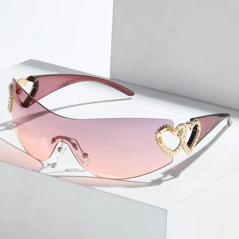 Women's Heart Design Sunglasses, Trendy Casual Summer Fashionable Sunglasses for Everyday Use, Fashion Accessories for Outdoor Activities, Heart Shaped Shades, Trendy Styling Sunglasses
