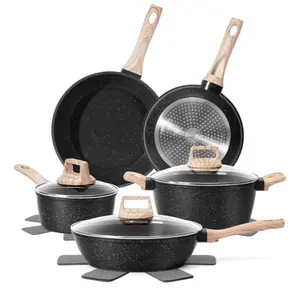 [NEW] SODAY 12 POTS and Pans Set B,NonStick Granite Cookware Set ,Non-toxic Healthy Nonstick Kitchen Cooking Set with Frying Pans, Saucepans,Glass lid,Kitchenware,stock up on specials,TikTokShopBlackFriday