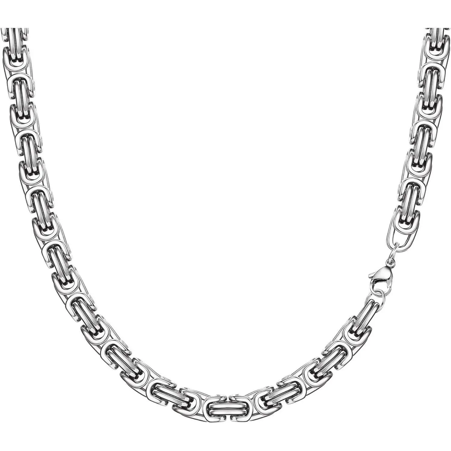 FINREZIO Stainless Steel Mens Silver Byzantine Chain Necklace 4/6/8MM Thick Heavy Chain Hip Hop Jewellery for Men 20-30 Inches Daily