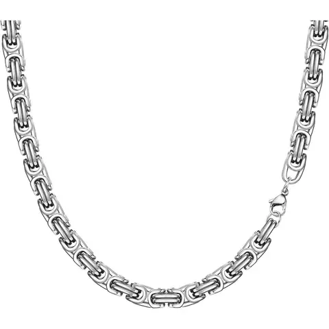 FLORIDECO Stainless Steel Unisex Retro Byzantine Chain Necklace - 4mm & 8mm Thickness Options, 20-30in Adjustable (Incl. 22.0in), Daily Tough Jewelry Accessory, Rhodium-Plated Modern Versatile Accessory, Casual to Formal Single Chain