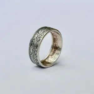 Handmade coin modified ring Edelweiss pattern alloy ring couple friend gift for men and women y2k