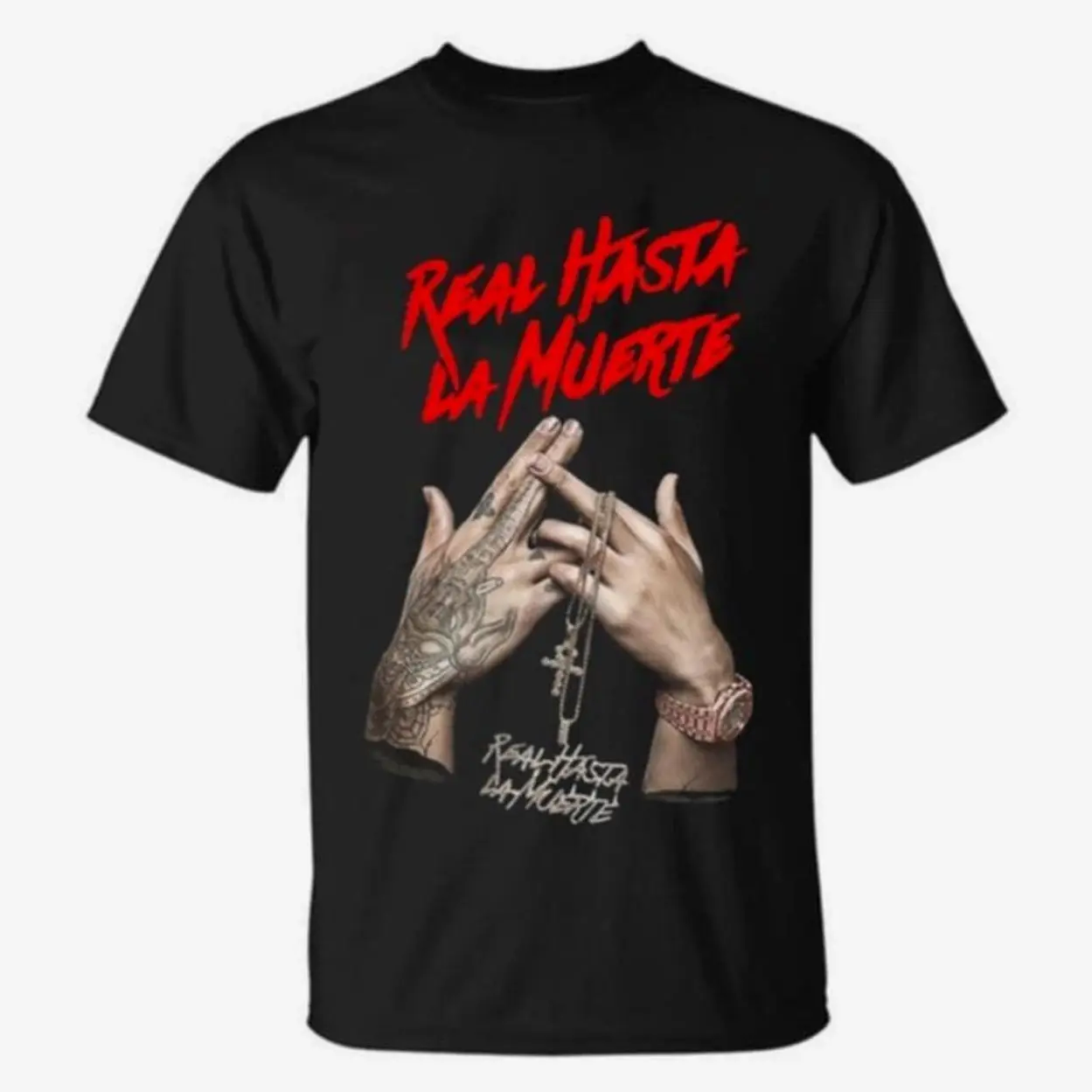 Real Hasta La Muerte Gang Sign T-Shirt Y2K Streetwear Clothing Graphic Tee Crewneck Top For Men For Women 2KY