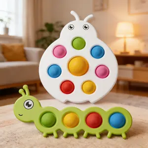 Fidget Popper Sensory Baby Toys for 10+ Months, Montessori Busy Board for 1-3 Year Old Toddlers, Push Pop Stress Relief Travel Toy for Airplane & Car