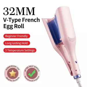 2026 Upgraded Deep V Waver, Ionic Anti-Frizz Hair Crimper for Salon Style Mermaid Waves Deep V Waver  Egg Roll Curling Iron