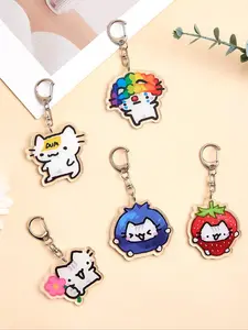 5 Cute Cartoon Cat Keychains Set, Adorable Pendant for Car Keys, Universal Appeal Fun Keyring Accessories for Cat Lovers, Functional Accessories, Trendy Cute Keychain