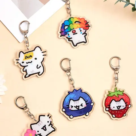 5 Cute Cartoon Cat Keychains Set, Adorable Pendant for Car Keys, Universal Appeal Fun Keyring Accessories for Cat Lovers, Functional Accessories, Trendy Cute Keychain, Cute Keychain Accessory