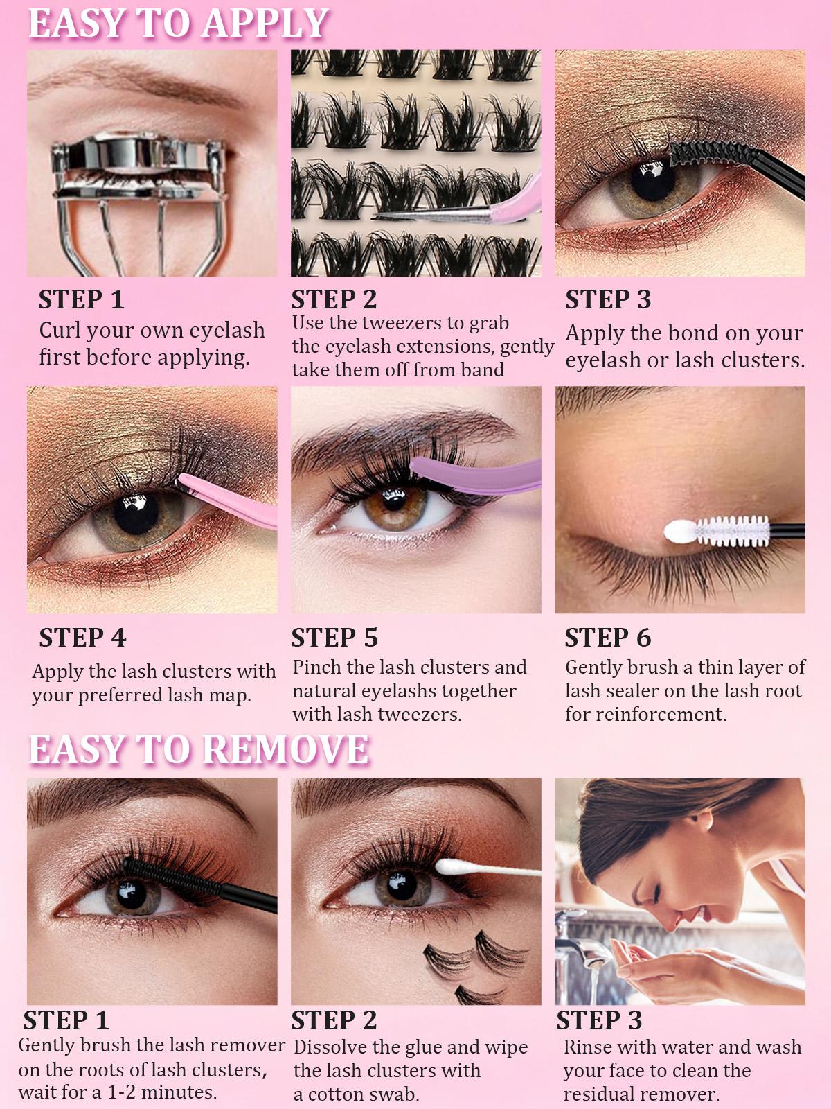 Lash Clusters 60/80/100P Invisible Band DIY Lashes - Individual Clusters or Full Kit to Customize! -Wet Look Waterproof Eyelash Extension Wispy Manga Kawaii Doll Lashes Feline lash look Medusa Lash handmade lash TikTok Shop