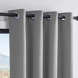 2-piece set of solid color blackout curtains, with perforated top grommets for hanging, made of 100% polyester, fully blackout, heat-insulating and noise reducing, UV resistant, easy to maintain, suitable for living rooms, holiday gatherings