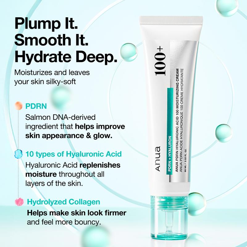 [Anua Official Shop] PDRN Hyaluronic Acid 100 Moisturizing Cream (60ml) | moisturizer, hydrating, glow, korean glass skin, korean skincare, collagen, lightweight
