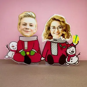 Christmas Edition DIY 2-Person Bobblehead Kit – Custom Photo Wobbly Figures with Stand, Festive Acrylic Body Board Ornaments – Perfect Handmade Gift for Couples, Friends & Holiday Cheer