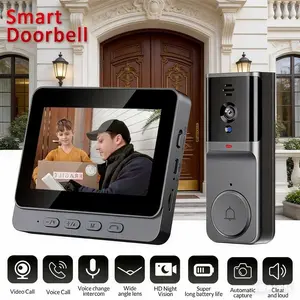 Wireless Doorbell Camera, HD Smart Doorbell Cam, 4.3 Inch Display, 120° Wide Angle, IR Night Vision, Two-Way Audio, Dual Power Supply, Wireless Video Doorbell